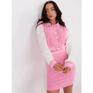 Pink casual set with baseball sweatshirt