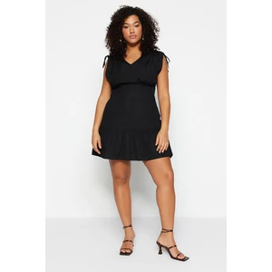 Trendyol Curve Black Lace-Up Detailed Woven Dress