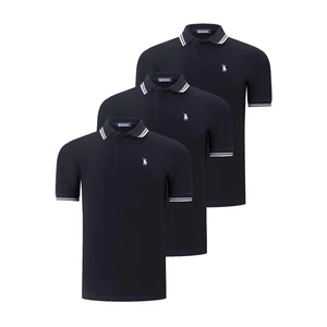 TRIPLE SET T8594 DEWBERRY MEN'S T-SHIRT-BLACK-BLACK-BLACK