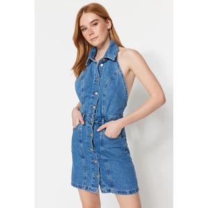 Trendyol Blue Halterneck Denim Dress