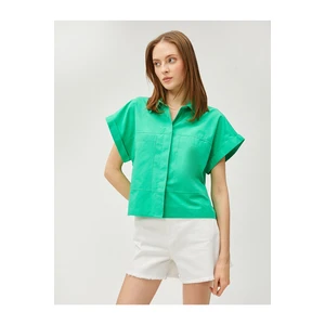 Koton Crop Oversize Poplin Shirt Short Sleeve Cotton