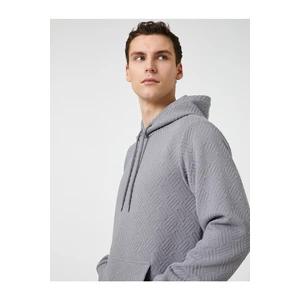 Koton Textured Hoodie Sweatshirt with Pocket Detail.