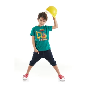 Mushi Yellow Digger Boys Green T-shirt Capri Shorts Summer Suite