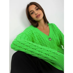 RUE PARIS fluo green openwork cardigan with braids