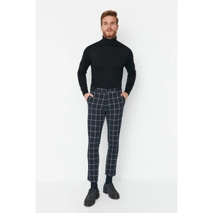 Trendyol Navy Blue Men's Slim Fit Chino Pocket Plaid Trousers