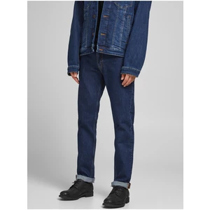 Tmavě modré straight fit džíny Jack & Jones Clark - Pánské