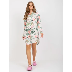 White viscose shirt dress with prints RUE PARIS