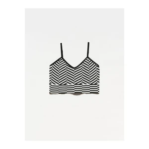 Dilvin 10184 Strap Knitwear Singlet Crop-black