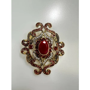 Brooch XZ459-107 Gold + Red