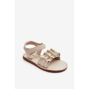 Children's sandals with Velcro heart beige Havana