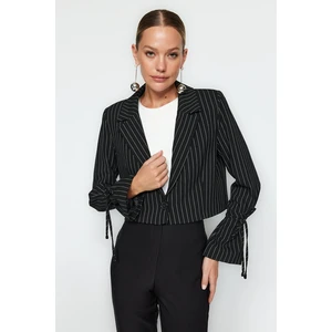 Trendyol Black Crop Woven Striped Blazer Jacket