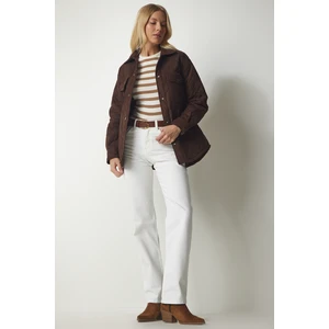 Happiness İstanbul Women's Brown Nubuck Pocket Jacket