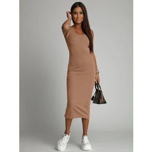 Cappuccino midi dress with fitted straps