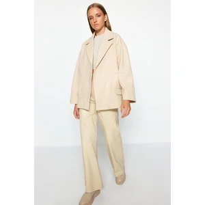 Trendyol Beige Oversize Wide Cut Stamped Coat