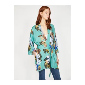 Koton Women's Green Patterned Kimono