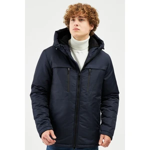 River Club Men's Navy Blue Fiber Inside Water and Windproof Hooded Winter Coat & Coat & Parka