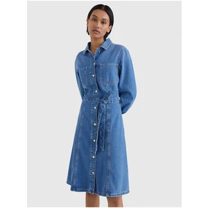 Blue Women's Shirt Denim Dress Tommy Hilfiger Fit & Flare - Women