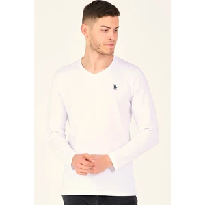 T8587 DEWBERRY V COLLAR MEN'S SWEATSHIRT-SNOW WHITE