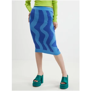 Blue Ladies Patterned Sweater Midi Skirt Noisy May Cosmic - Women