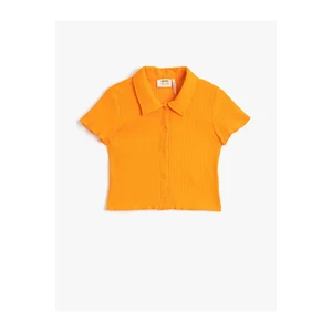 Koton Polo T-Shirt With Short Sleeves, Snap Buttons, Cotton Ribbon.