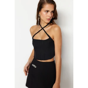 Trendyol Black Crop Lined Woven Bustier