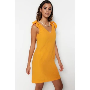 Trendyol Orange Mini Woven Tie Bound Beach Dress