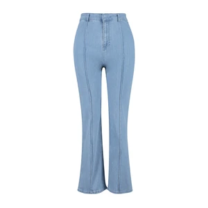 Trendyol Curve Blue High Waist Ribbed Wide-Cut Jeans