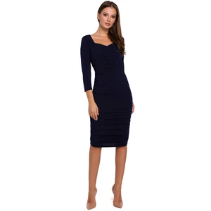 Makover Woman's Dress K006 Navy Blue