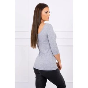 Round neckline blouse gray melange