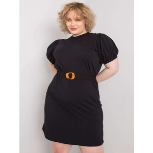 Black plus size dress with decorative sleeves