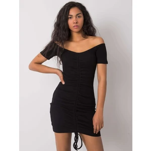 RUE PARIS Black dress with shirring