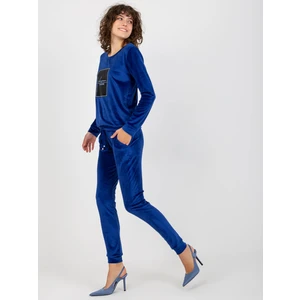 Women's cobalt velour set with print