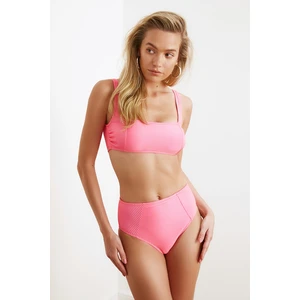 Trendyol Fuchsia Texturált magas derék bikini alsó