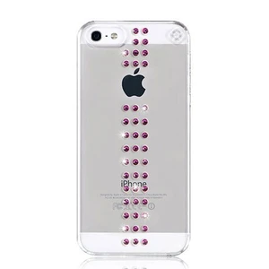 Swarovski kryt Stripe pre iPhone SE/5s/5 - Fuchsia