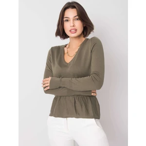 RUE PARIS Khaki sweater with V-neck