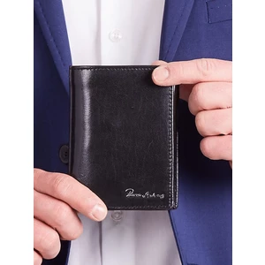 Vertical wallet for a man in black leather