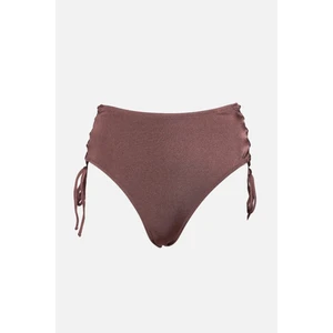 Trendyol Brown Pleated Bikini Bottoms