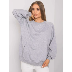 RUE PARIS Gray melange cotton sweatshirt without a hood