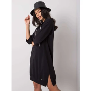 Black cotton dress with a zipper