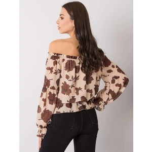 A beige and brown Spanish blouse with flowers Orleans