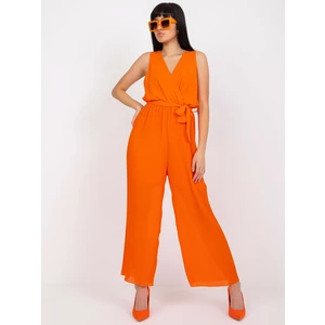 Orange ladies' pleated jumpsuit