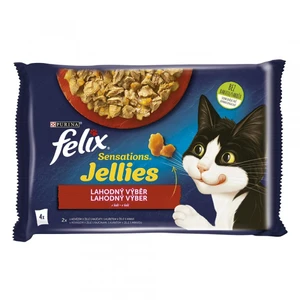 FELIX Sensations Jellies Multipack 12(4x85g) hovädzie/kura v och. želé