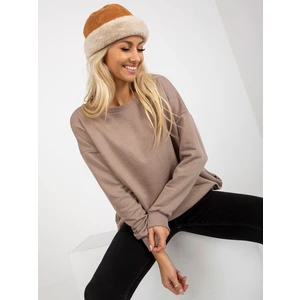 Basic dark beige long sweatshirt with pockets