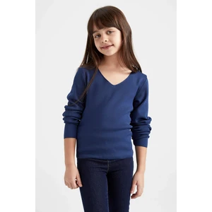 DEFACTO Girl Crop V-neck Pullover