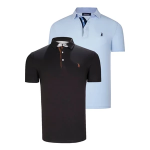 DUAL SET T8582 DEWBERRY MENS T-SHIRT-BLACK-BABY BLUE