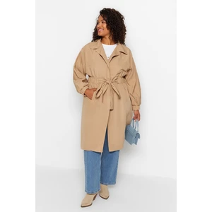 Trendyol Curve Beige Waist Belted Trench Coat