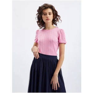 Orsay Pink Women's T-Shirt with Decorative Details - Women