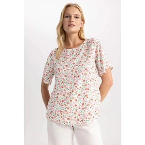 DEFACTO Round Neck Regular Fit Short Sleeve Blouse