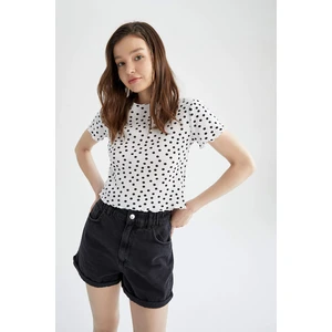 DEFACTO Slim Fit Short Sleeve Polka Dot Print T-Shirt