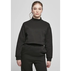 Women's Cropped Oversized Sweat High Neck Crew Black